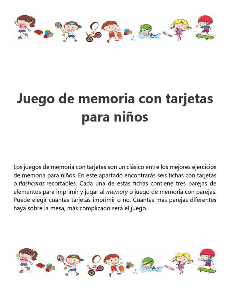 Juegos de memoria para imprimir niños | PDF