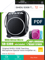 Original SHIDU S308 Teaching Microphone Special Voice Amplifier With Wired Headset Waist Neck Band and Belt Clip Support MP3 U D 2