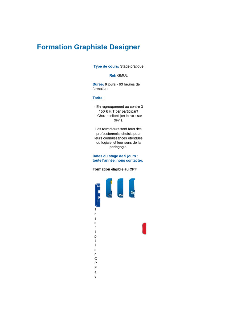 Formation Graphiste Designer 9 Jours | PDF | Graphisme | Adobe Illustrator