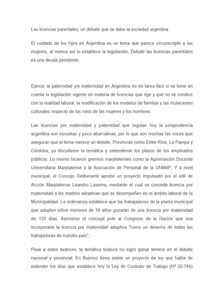 Las Licencias Parentales | PDF | Adopción | Amamantamiento