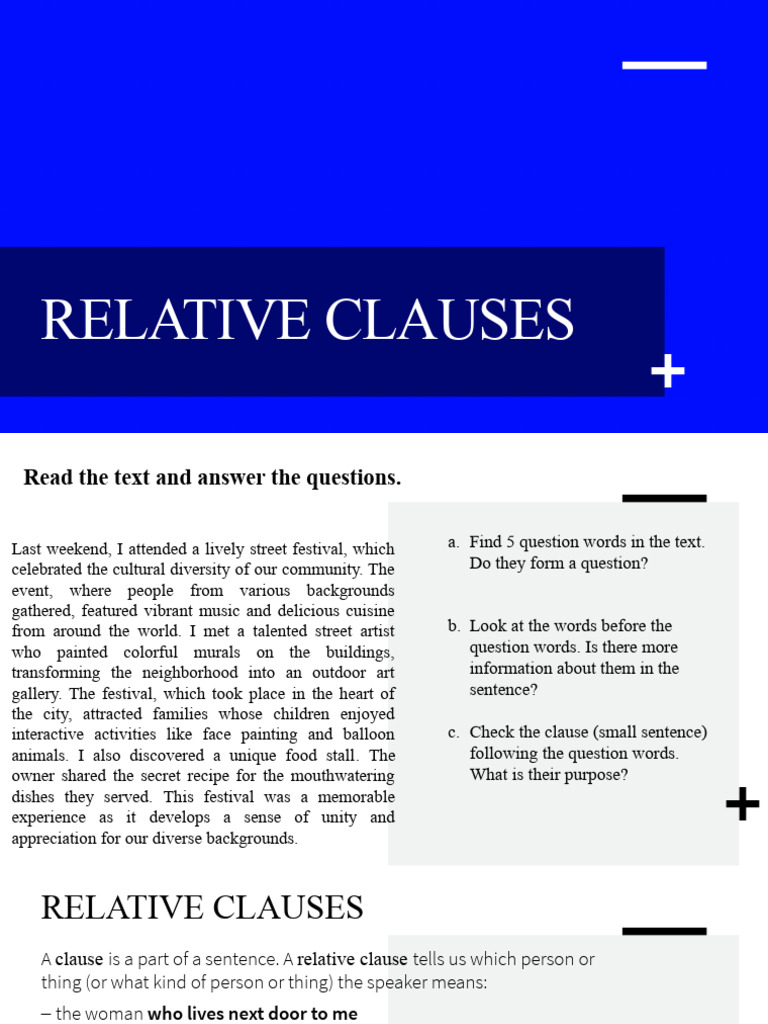 Relative Clauses | PDF | Language Arts & Discipline | Foreign Language ...