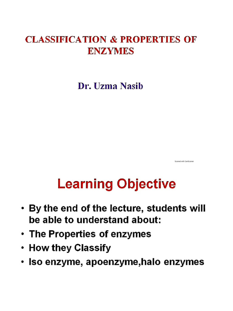 Enzyme Properties and Classification | PDF