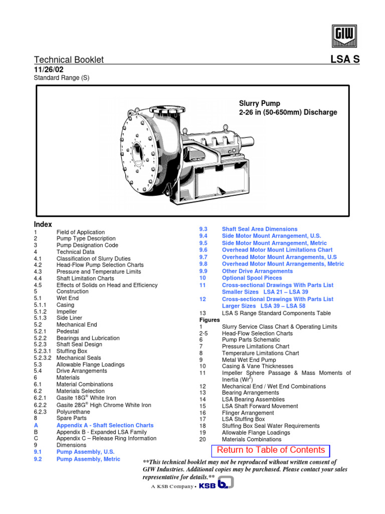 LSA S Slurry Pump Technical Overview | PDF | Pump | Mechanical Engineering