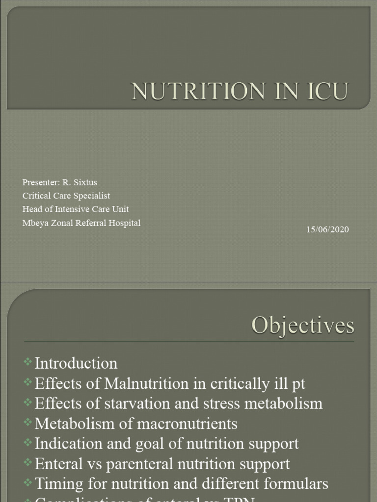Nutrition Support in Critical Care Patients | PDF | Wellness | Science ...