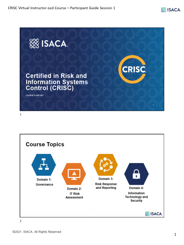 CRISC 2022 Domain1 | PDF | Risk | Risk Management
