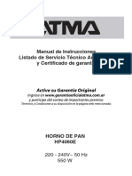 Manual de Instrucciones Listado de Servicio Técnico Autorizado y Certificado de Garantía