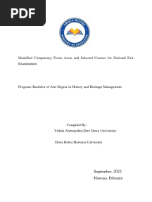 Selected History Course of Exit Exam