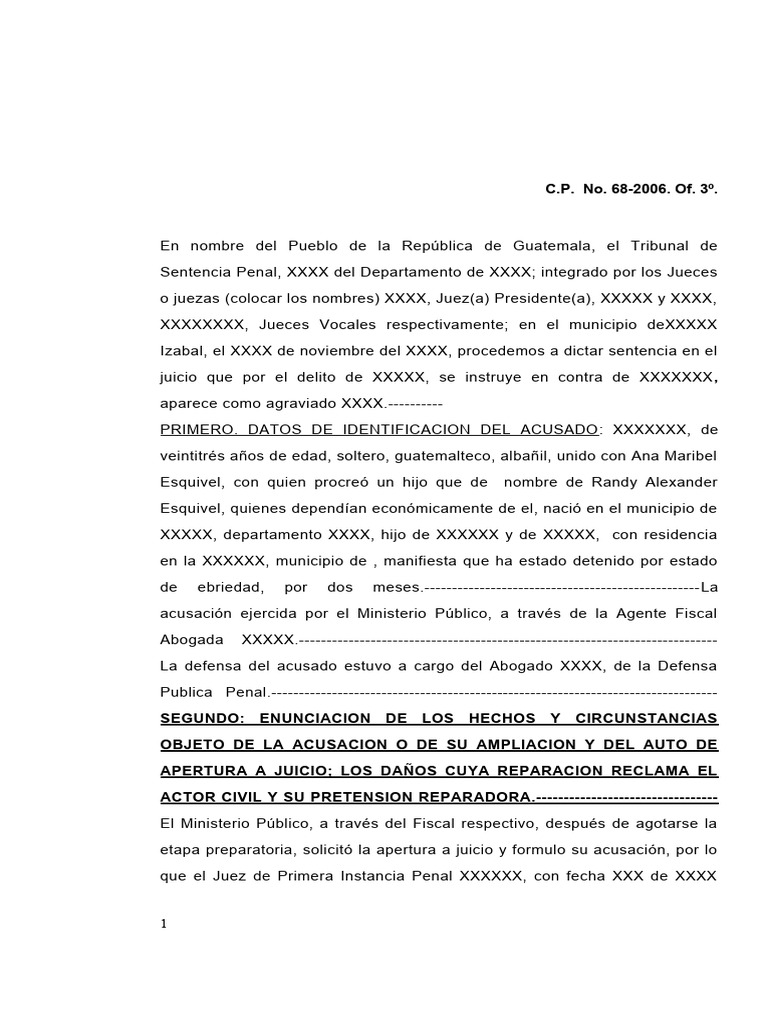 Sentencia de Ejemplo Del Curso de Clinica Procesal Ii Fines Docentes | PDF