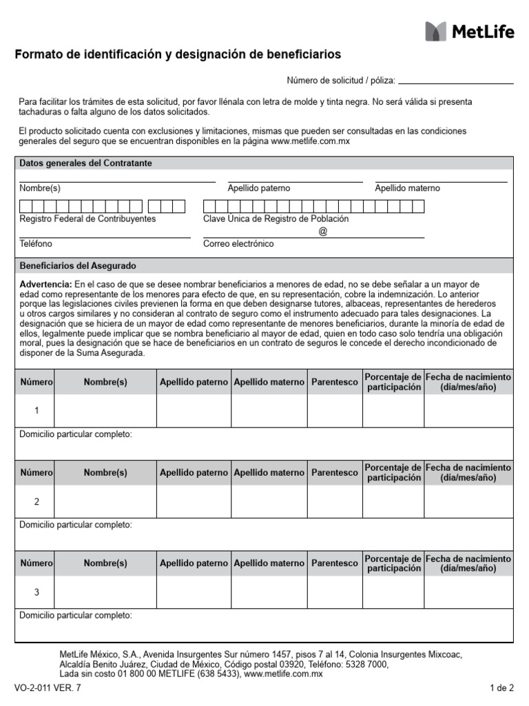 Formato de Beneficiarios de Seguro | PDF | Derecho