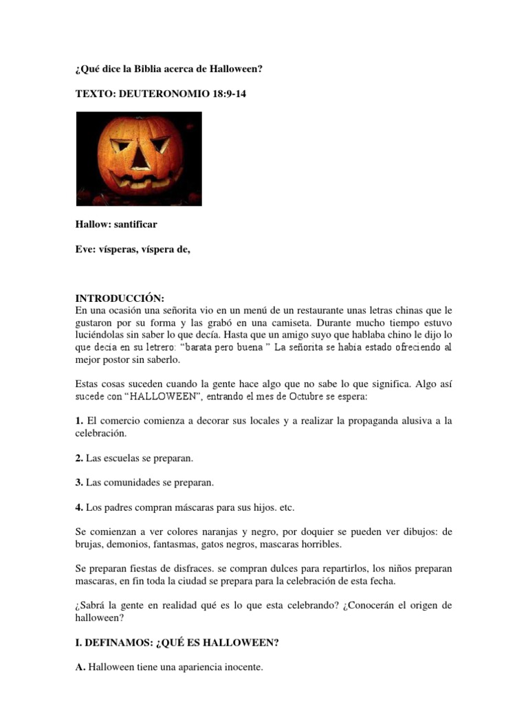 Qué dice la Biblia acerca de Halloween Víspera de Todos