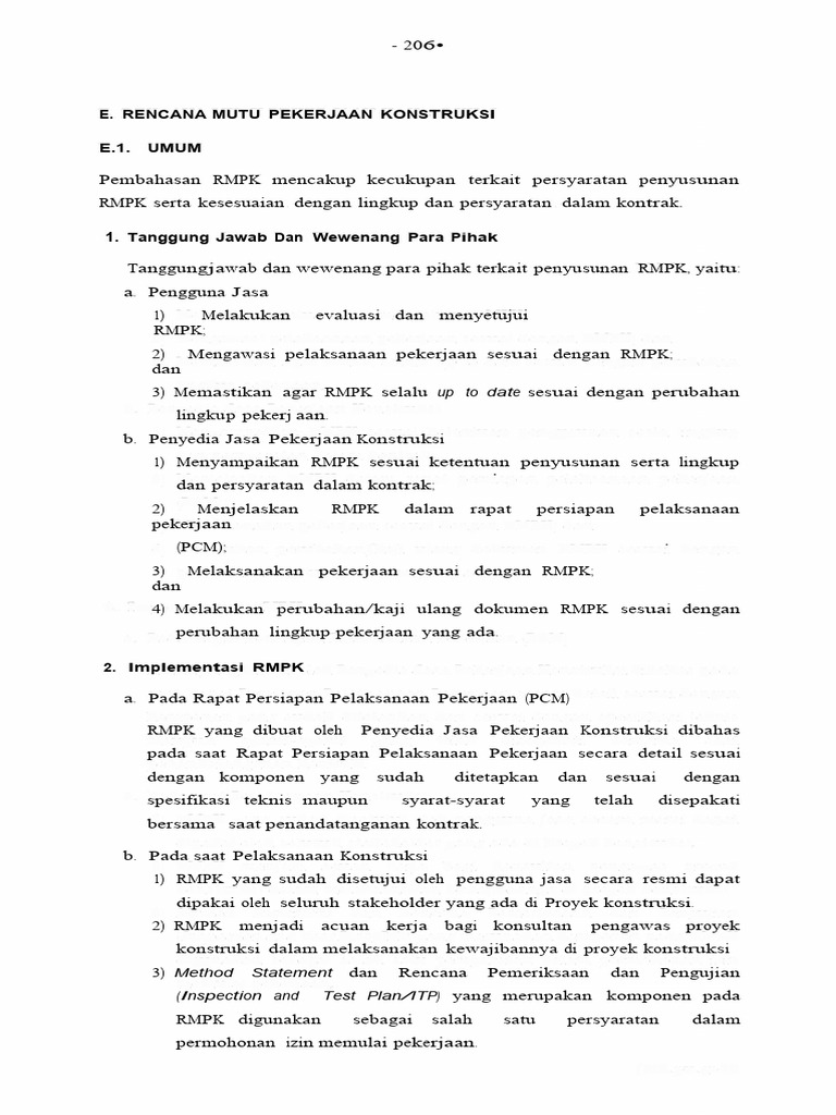 Rencana Mutu Pekerjaan Konstruksi (RMPK) | PDF