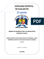 TDR #33 Rehabilitacion de La Red Vecinal Hualgayoc - Rinconada - Nuevo Tunaspampa, Distrito de Hualgayoc Hualgayoc Cajamarca