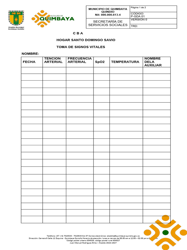 Formato Signos Vitaes | PDF