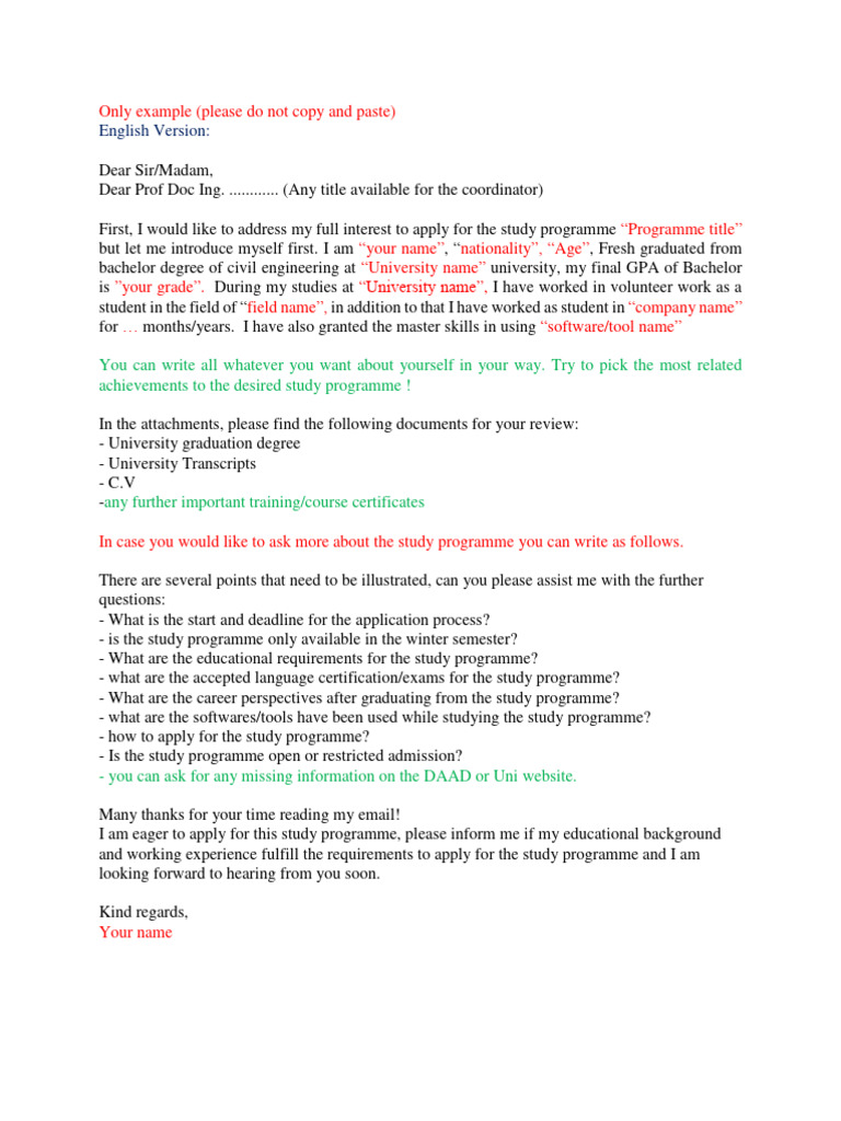 how to write an email to university administration example