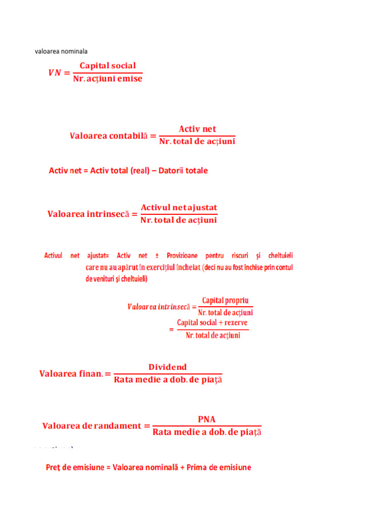Formule XLSX Piete Financiare PDF