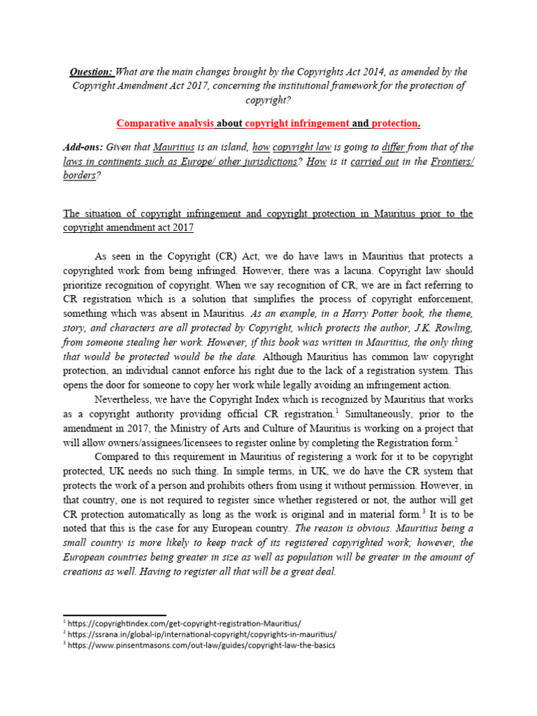 Comparative Analysis | PDF | Copyright | Copyright Infringement