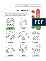 Colorido Plano Rostos Verificação de Humor Aprendizagem Socioemocional Folha de Atividades
