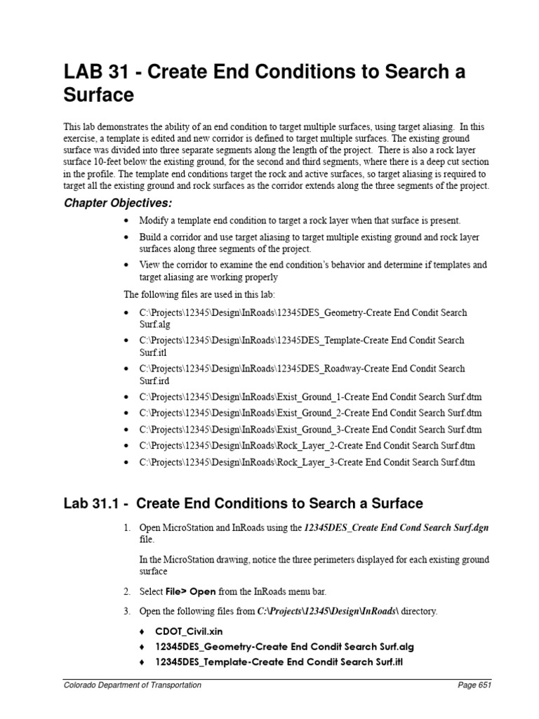 Lab 31 Create End Conditions To Search A Surface Pdf System