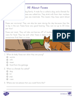 All About Foxes Reading Passage Comprehension Activity