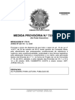 Medida Provisória N.º 723, de 2016: (Do Poder Executivo) MENSAGEM #178/16 AVISO #221/16 - C. Civil