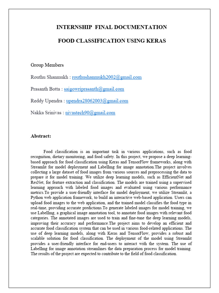 FOOD CLASSIFICATION USING KERAS Final | PDF | Sensitivity And ...