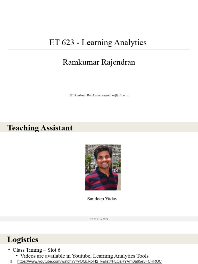 ET 623: Learning Analytics Overview | PDF | Metacognition | Learning