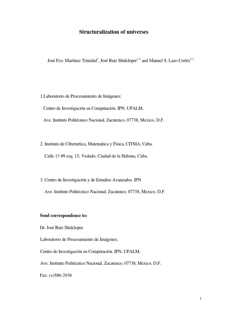 Structuralization of universes send correspondence to pdf cluster