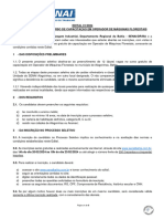 Edital PROCESSO SELETIVO SENAI BRACELL Operador de Maquinas Florestais ID