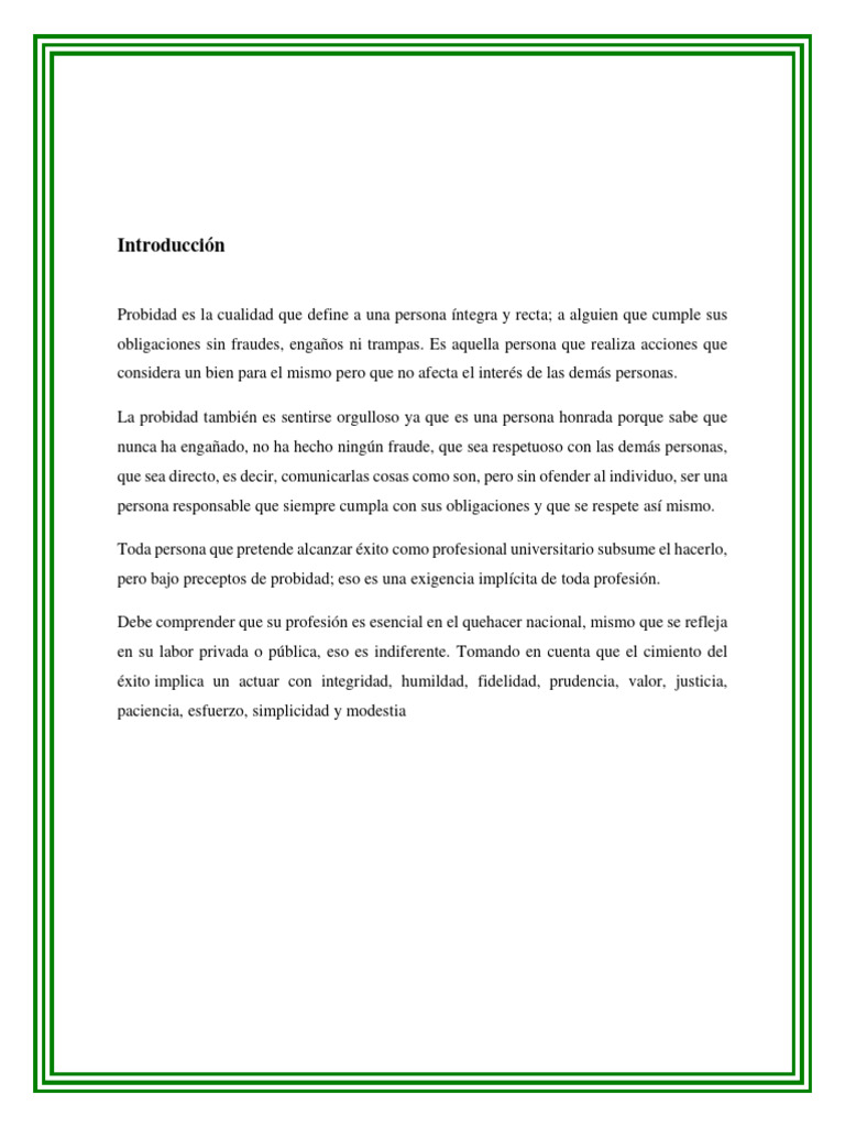 Importancia de la Probidad en la Ética Profesional | PDF | Moralidad ...
