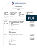 Training Schedule Python Programming