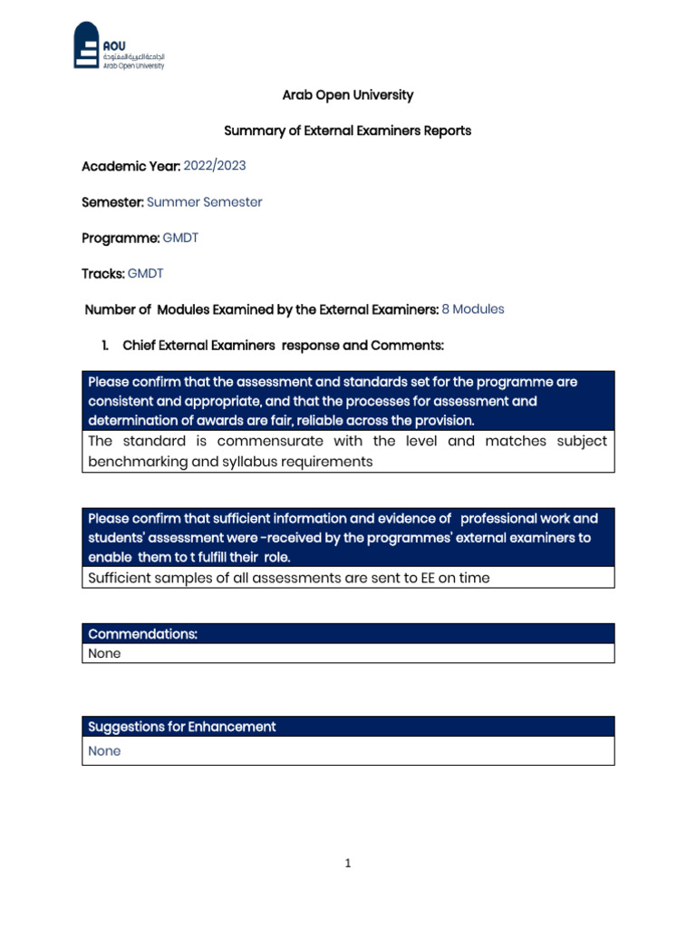 External Examiners Report Summary 2023 | PDF | Career & Growth