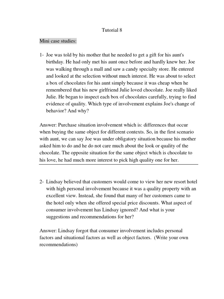 Consumer Behavior Tutorial 9 With Answers.. | PDF | Id | Motivational