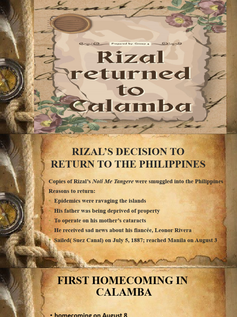 Rizal Returned To Calamba | PDF | Philippines