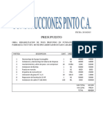 Presupuesto Construcciones Pinto Fun Cap Sector 1