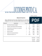 Presupuesto Construcciones Pinto Romulo Betancourt