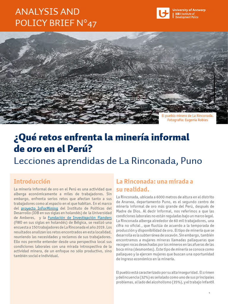 ¿Qué Retos Enfrenta La Minería Informal de Oro en El Perú? | PDF ...