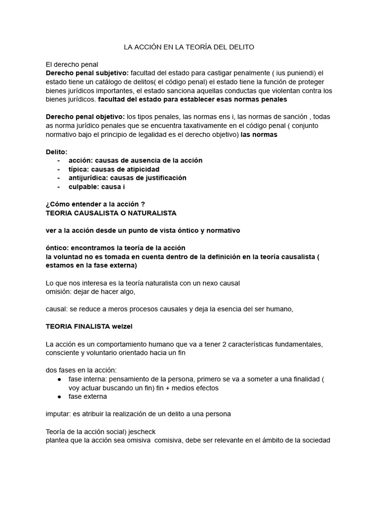 La Acción en La Teoría Del Delito | PDF | Derecho penal | Justicia