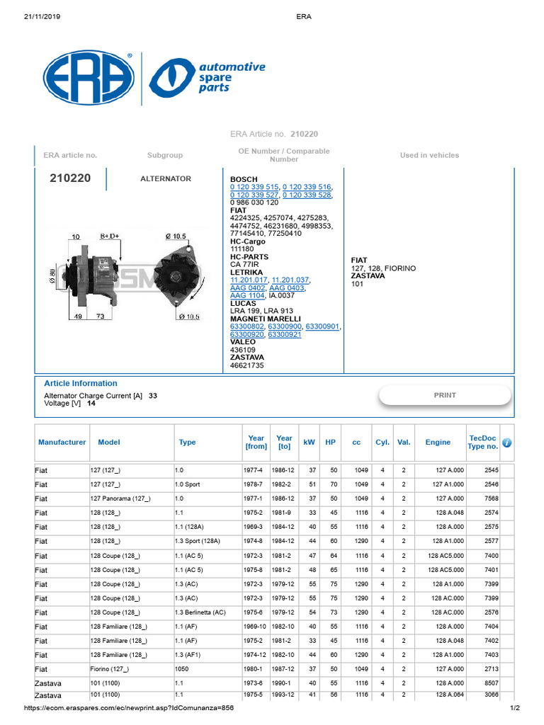 Fiat Alternator Specifications Guide | PDF | Private Transport | Luxury ...