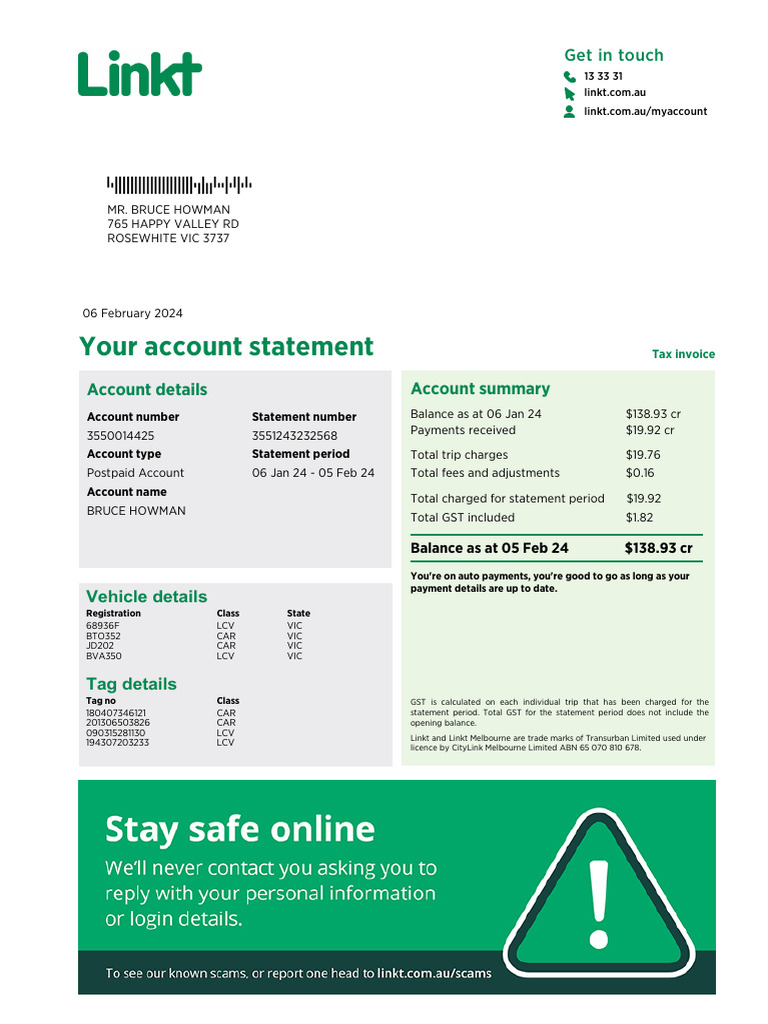 Linkt Account Statement Summary | PDF | Fee | Taxes