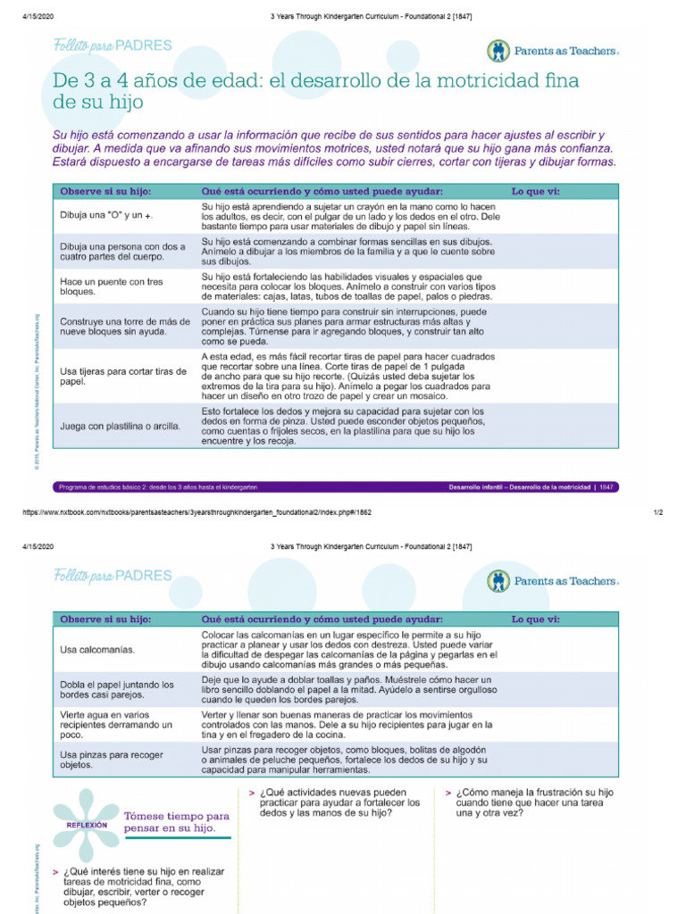 De 3 A 4 Anios de Edad El Desarrollo de La Motricidad Fina de Su Hijo | PDF