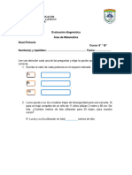 Evaluacion Diagnostica de 6to B Matematicas