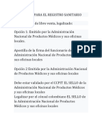 Requisitos para El Registro Sanitario Español