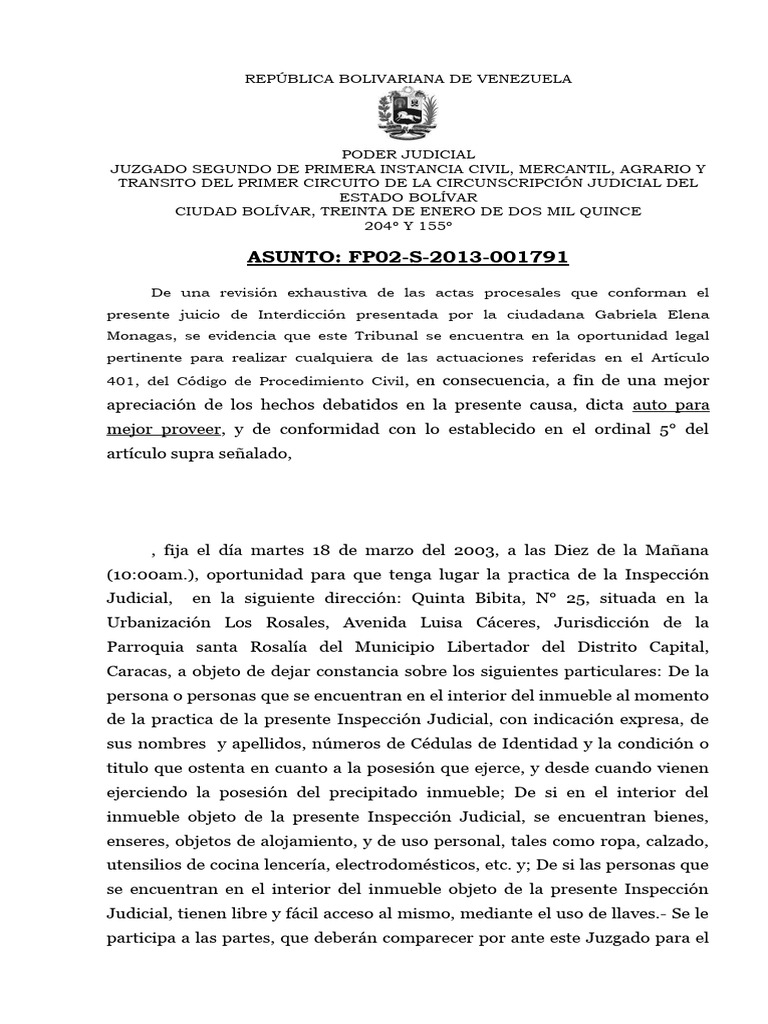 Auto de mejor proveer 401 5 c p c pdf judicaturas separaci n de