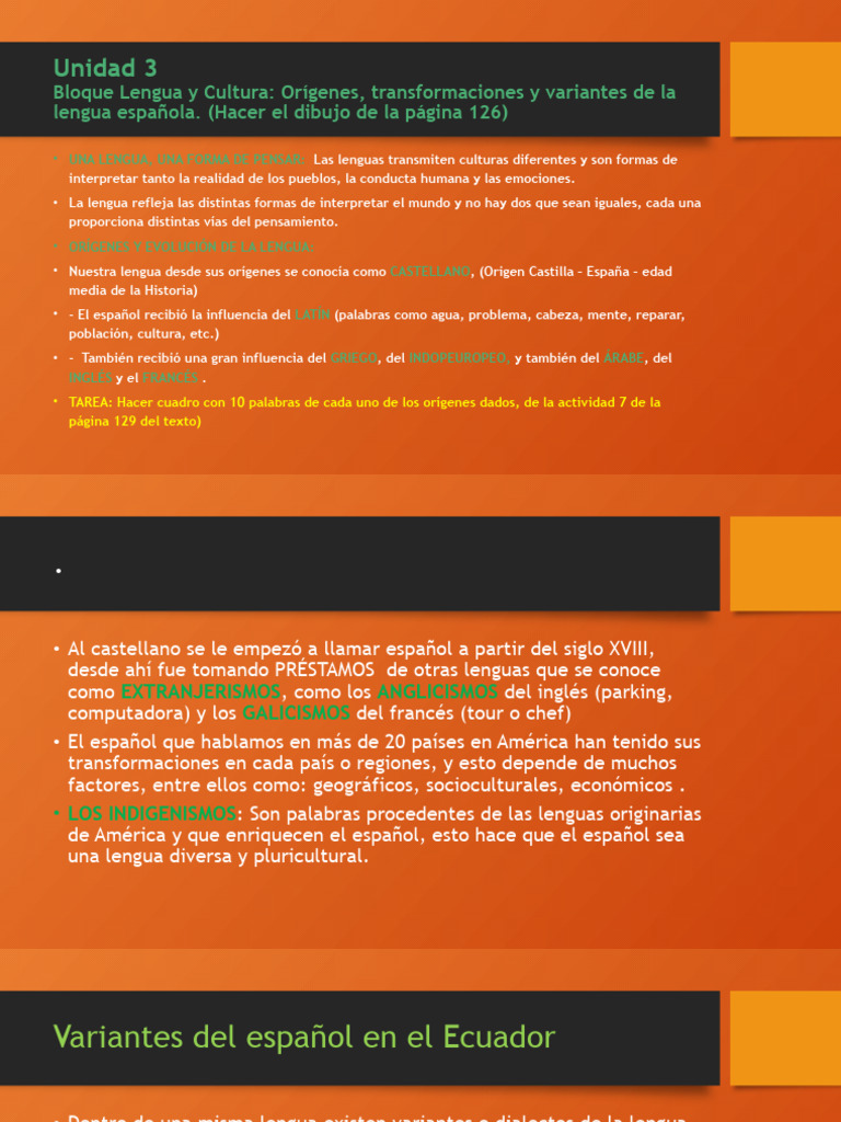 Unidad 3 Bloque Lengua y Cultura | PDF | Lengua española | Idioma en Inglés