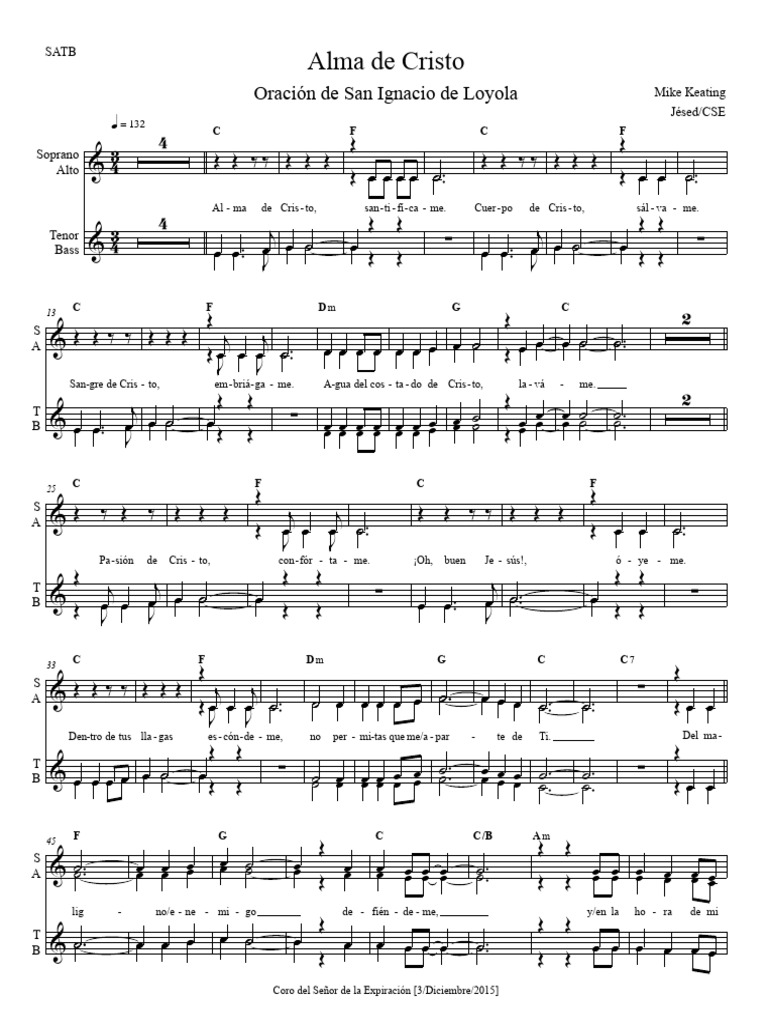 Alma de Cristo: Letra y Acordes | PDF