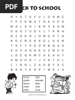 Back To School Word Search