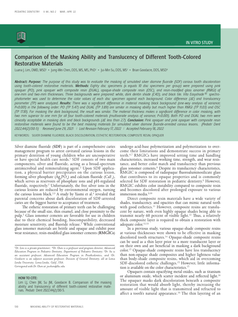 Comparison of The Masking Ability and Translucency of Different Tooth