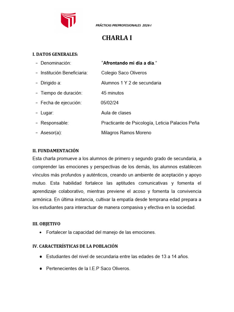 Charla sobre Manejo Emocional en Secundaria | PDF | Teoria de la mente ...