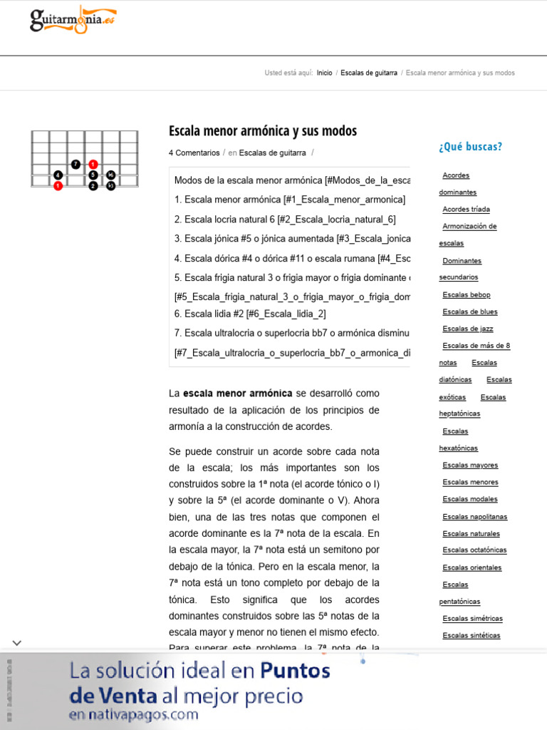 Modos de la Escala Menor Armónica | PDF | Escala (música) | Acorde (Música)