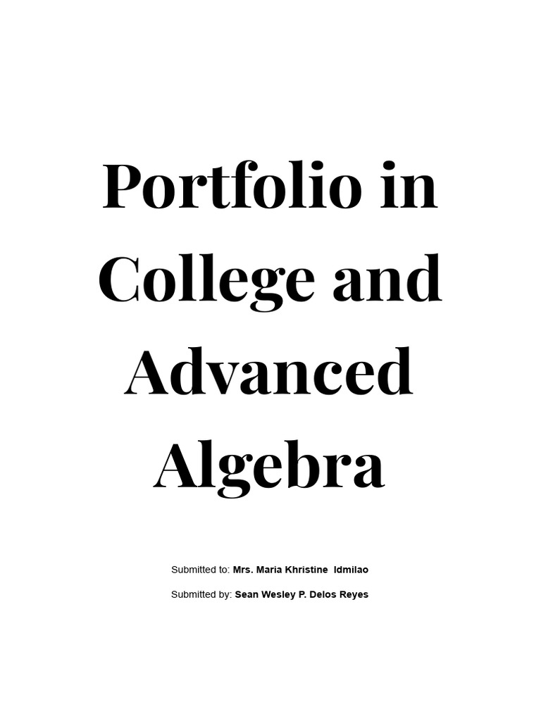 Portfolio in college and advanced algebra pdf polynomial function